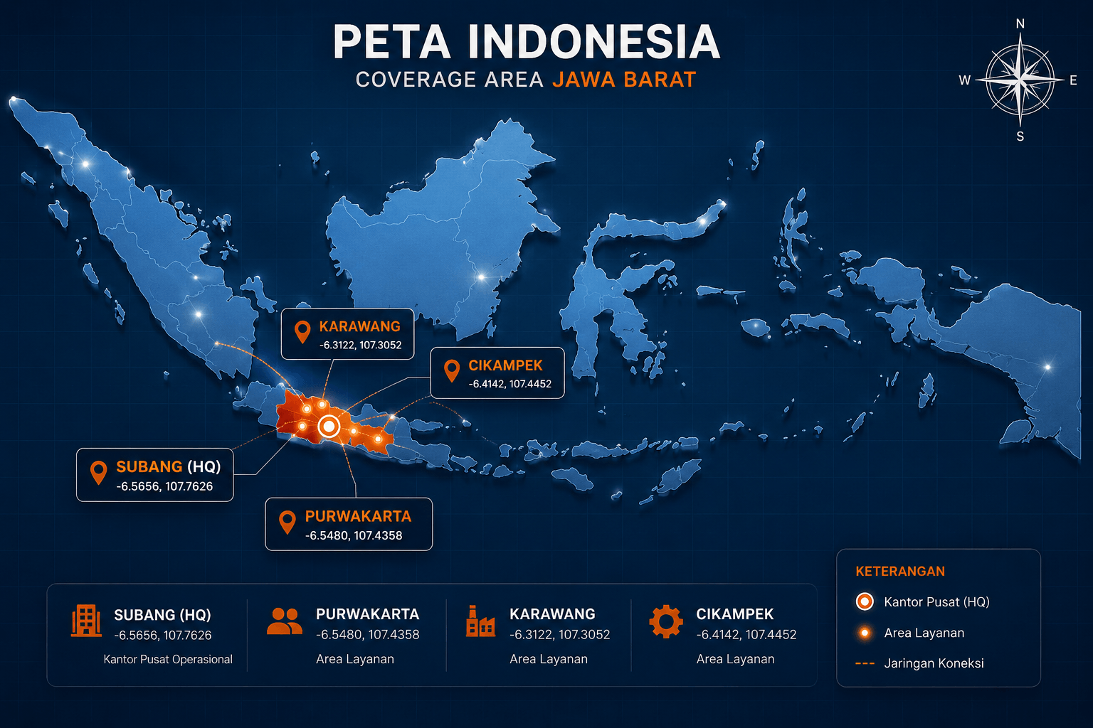 Peta Layanan Subang Purwakarta Karawang